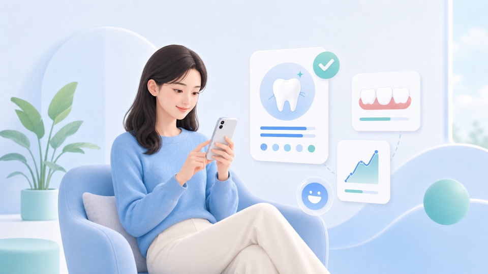 诊后随访：患者通过手机查看口腔健康报告